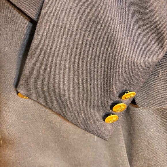 AQUASCUTUM Sz 6 Double-Breasted Blazer with Gold Buttons Shoulder Pads 100% Wool - Picture 6 of 14